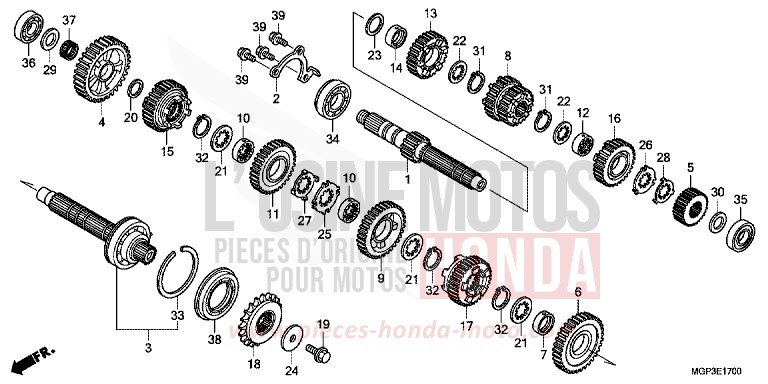 BOITE DE VITESSES de CBR1000RR "Fireblade" PEARL GLARE WHITE (NHB53) de 2014